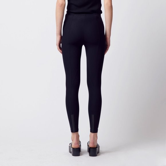 Elaine Kim Ital Skinny Tech Stretch Leather Trim Leggings Size 4 - Picture 3 of 5